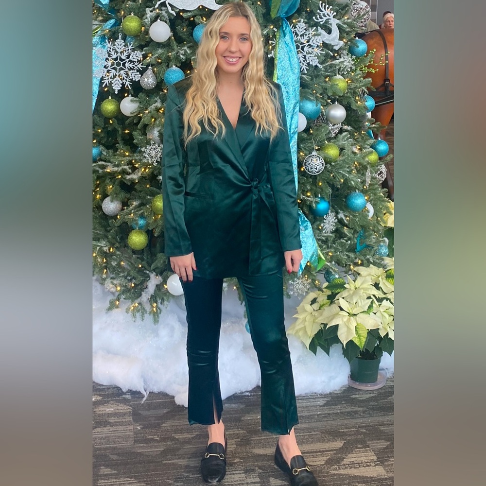 Lattelier Satin Green Blazer and Pants set